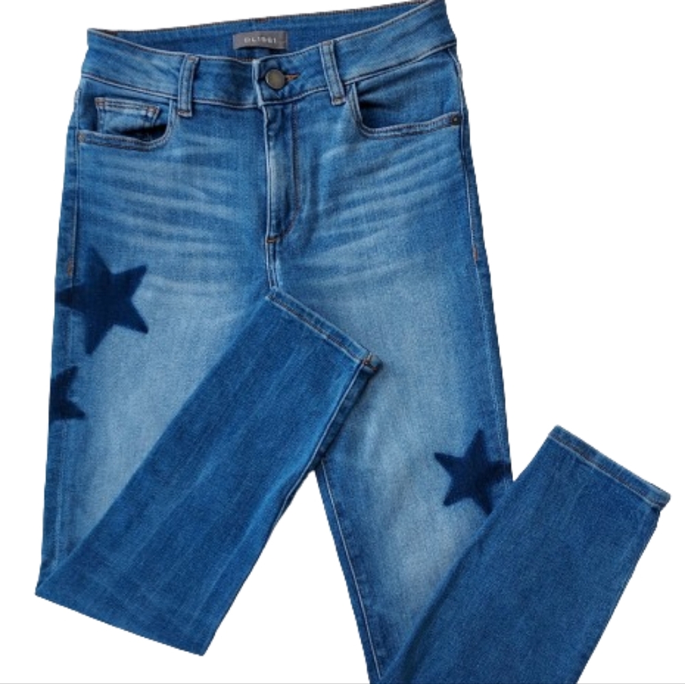 DL1961 Florence Cropped Denim Jeans Size 26 Star Print - Picture 5 of 10